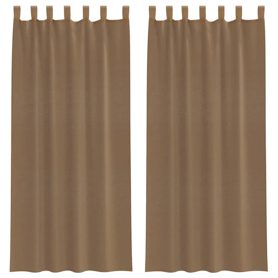 2 db világosbarna fátyolfüggöny hurokkal 140x245 cm