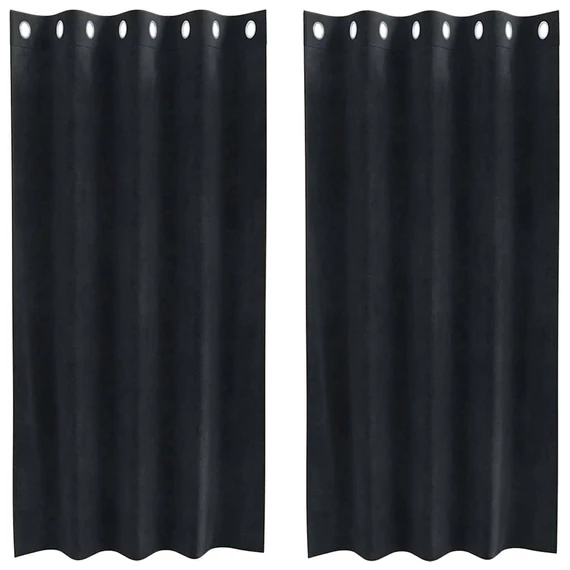 Sötétítő függöny 2 db Fekete 140 x 175 cm Bársony