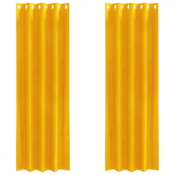 Sötétítő függöny 2 db Mustár sárga 140 x 225 cm Bársony
