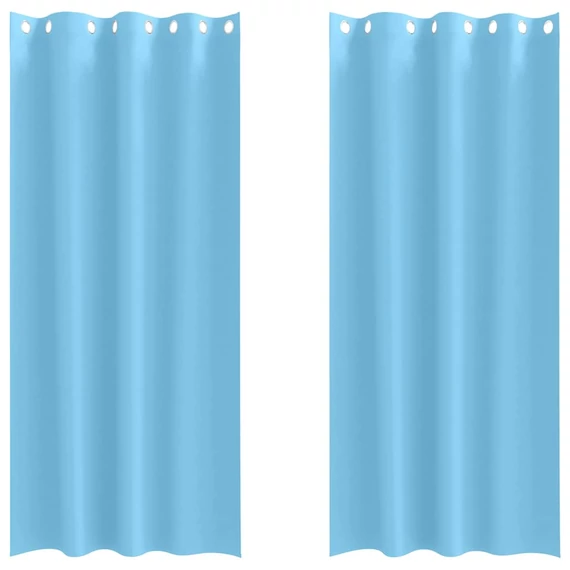 Fekete Függöny Gyűrűkkel 2 db Világoskék 260 x 140 cm