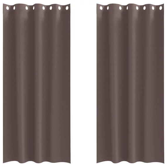 Fekete Függöny Gyűrűkkel 2 db Sötét Barna 245 x 140 cm