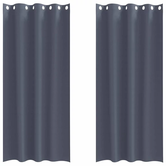 Fekete Függöny Gyűrűkkel 2 db Antracit 260 x 140 cm Poliészter