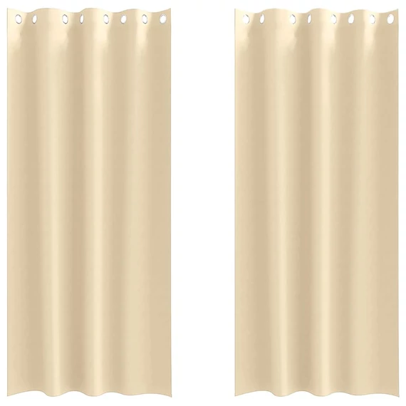 Fekete Függöny Gyűrűkkel 2 db Krém 245 x 140 cm Poliészter