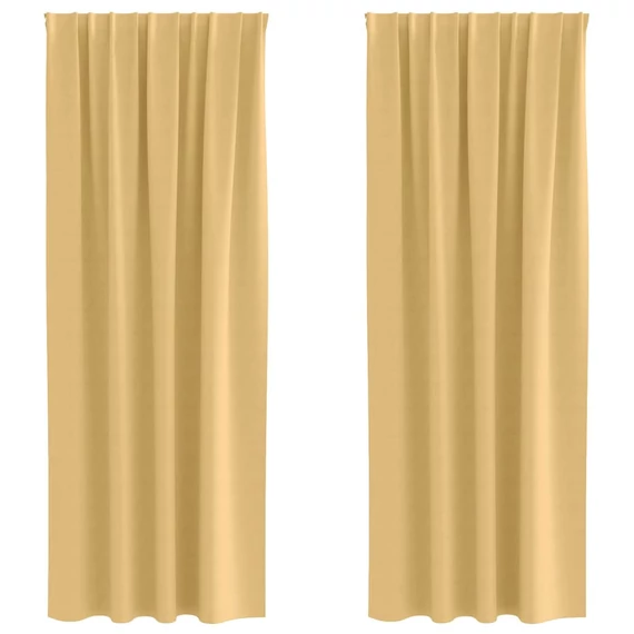 Fekete Függöny Gyűrűkkel 2 db Bézs 245 x 140 cm Poliészter