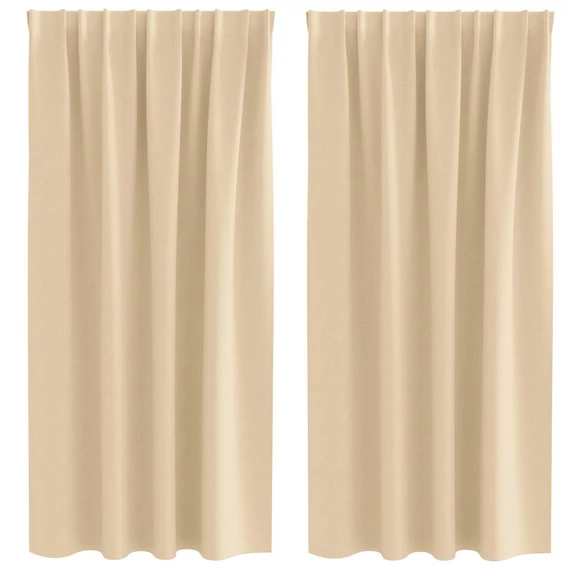 Fekete Függöny Gyűrűkkel 2 db Krém 175 x 140 cm Poliészter