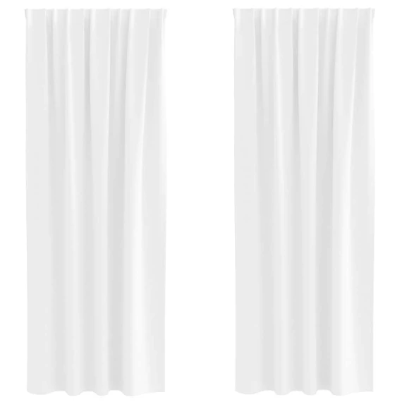 Fekete Függöny Gyűrűkkel 2 db Tiszta Fehér 225 x 140 cm