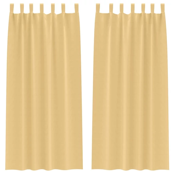 Fekete Függöny Gyűrűkkel 2 db Bézs 260 x 140 cm Poliészter