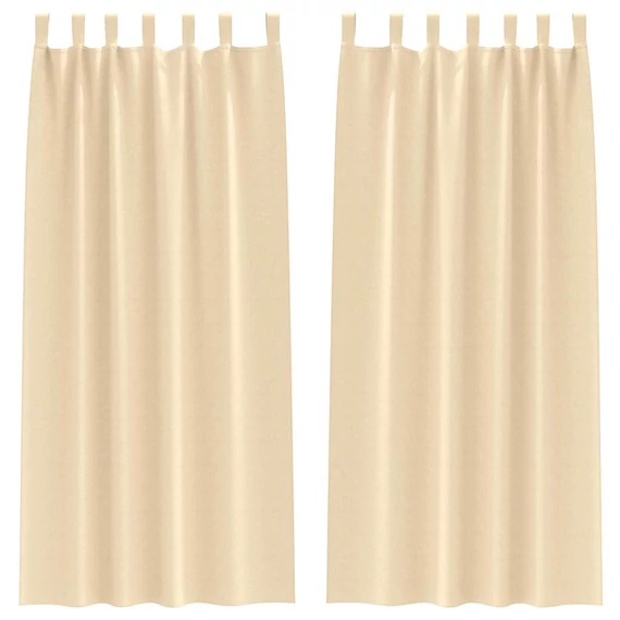 Fekete Függöny Gyűrűkkel 2 db Krém 260 x 140 cm Poliészter