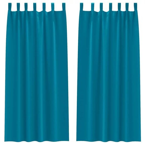 Fekete Függöny Gyűrűkkel 2 db Türkiz 245 x 140 cm Poliészter