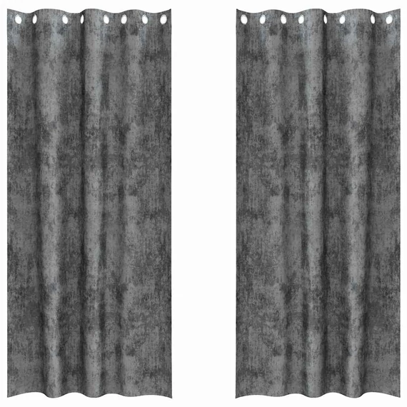 Bársony függöny függönykel 2 db Szürke 245 x 140 cm Bársony