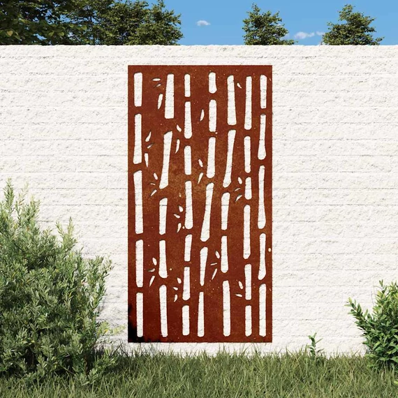 vidaXL bambuszmintás corten acél kerti faldí­sz 105 x 55 cm