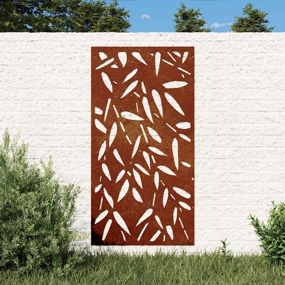 vidaXL bambuszlevél-mintás corten acél kerti faldí­sz 105 x 55 cm