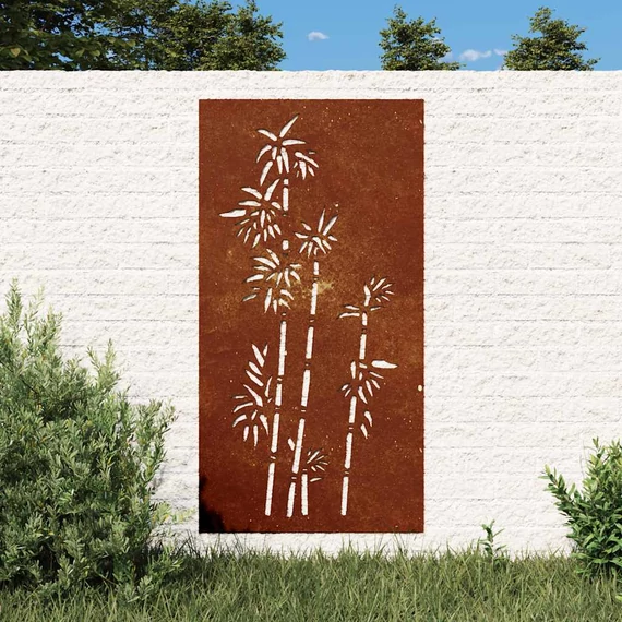 vidaXL bambuszmintás corten acél kerti faldí­sz 105 x 55 cm