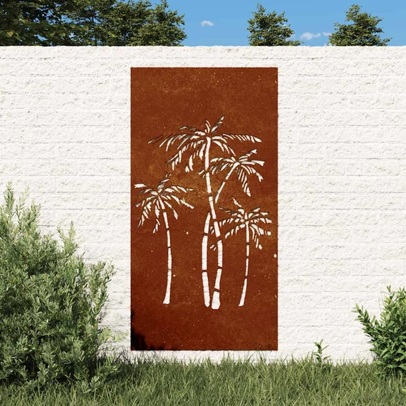 vidaXL pálmafa mintás corten acél kerti faldí­sz 105 x 55 cm