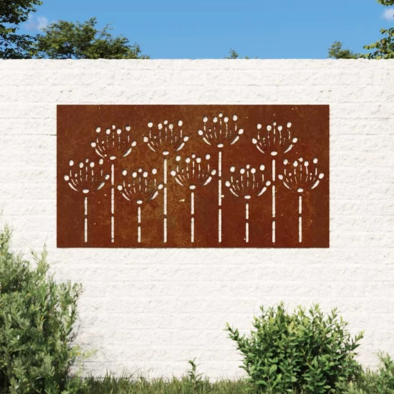vidaXL virágmintás corten acél kerti faldí­sz 105 x 55 cm