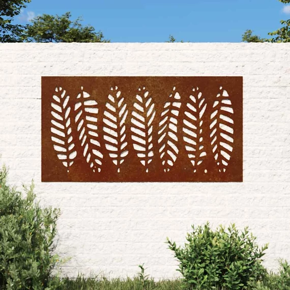 vidaXL levélmintás corten acél kerti faldí­sz 105 x 55 cm