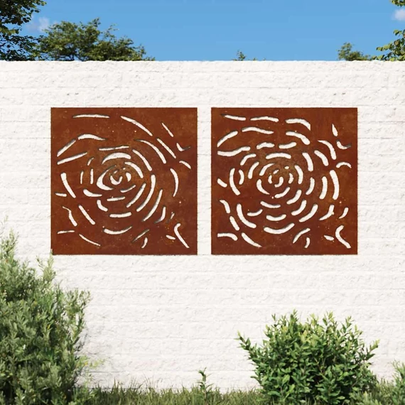 vidaXL 2 db rózsamintás corten acél kerti faldí­sz 55 x 55 cm