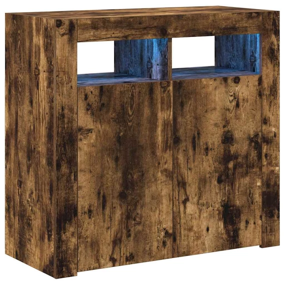 vidaXL füstös tölgy szí­nű tálalószekrény LED-ekkel 80 x 35 x 75 cm