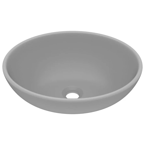 vidaXL ovális matt világosszürke kerámia luxus mosdókagyló 40 x 33 cm
