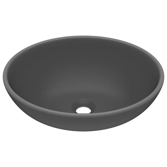 vidaXL ovális matt sötétszürke kerámia luxus mosdókagyló 40 x 33 cm