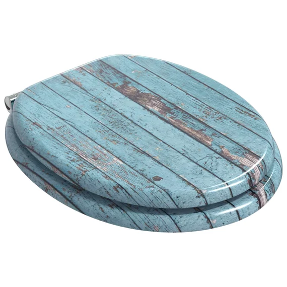 vidaXL Lágy záródású WC ülőke Kék 44 x 38 cm MDF lap