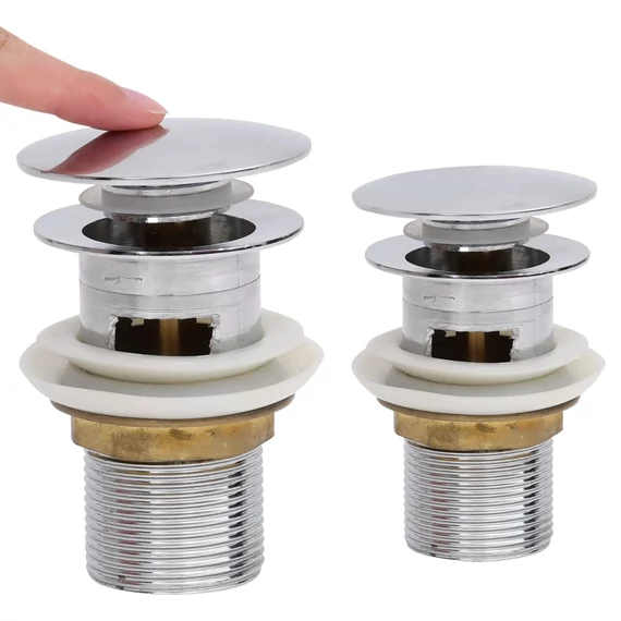 vidaXL króm nyomógombos leeresztőszelep túlfolyóval 6,4x6,4x9,1 cm