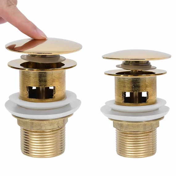 vidaXL arany nyomógombos leeresztőszelep túlfolyóval 6,4x6,4x9,1 cm