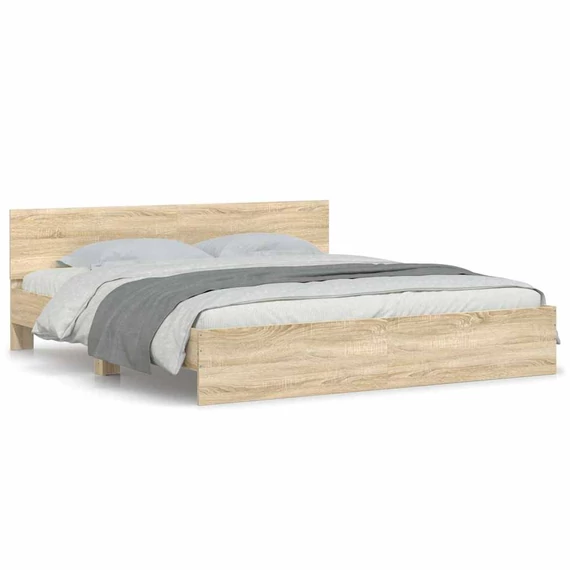 vidaXL sonoma tölgy szí­nű ágykeret fejtámlával 180 x 200 cm