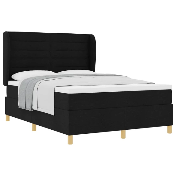 Boxspring ágy matraccal és fejtámlával Fekete 160 x 200 cm szövet vonalas