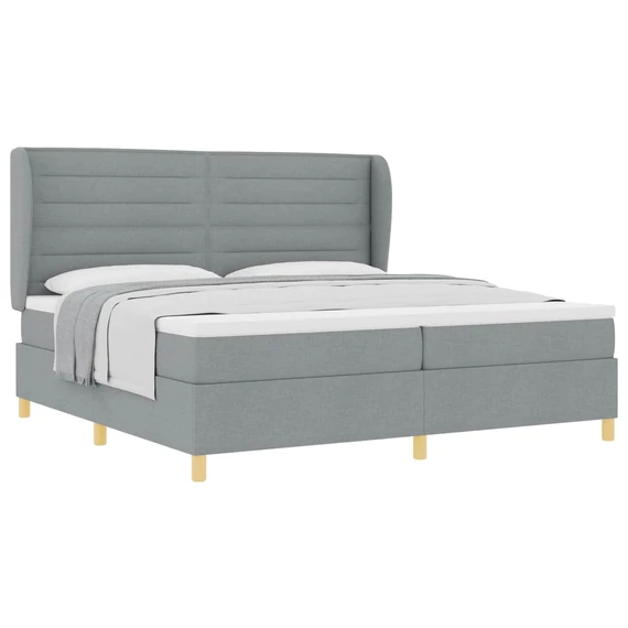 Boxspring ágy matraccal Fekete 200 x 200 cm szövet vonalas