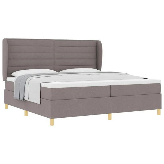 Boxspring ágy matraccal Tópszínű 200 x 200 cm szövet vonalas