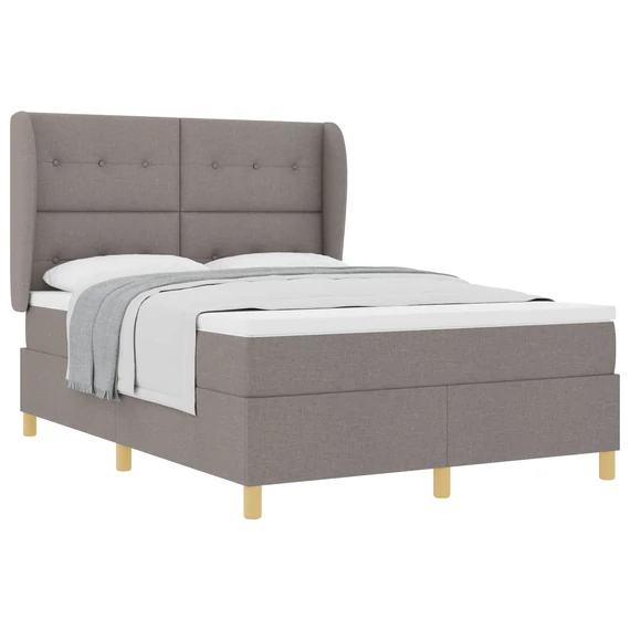 Boxspring ágy matraccal Tópszínű 140 x 190 cm szövet gombos tűzött