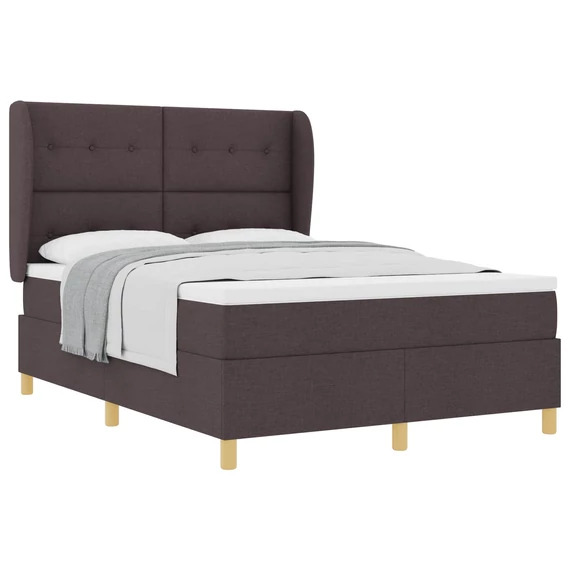 Boxspring ágy matraccal Sötétbarna 140 x 200 cm szövet gombos tűzött