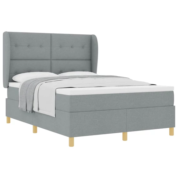 Boxspring ágy matraccal Világosszürke 160 x 20 cm szövet gombos tűzött