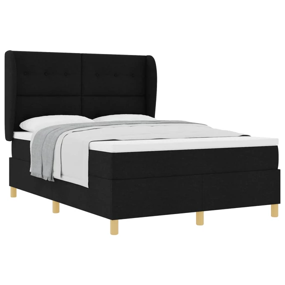 Boxspring ágy matraccal Fekete 160 x 20 cm szövet gombos tűzött
