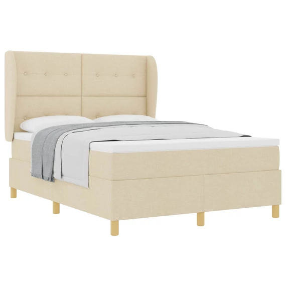 Boxspring ágy matraccal Krémszínű 160 x 20 cm szövet gombos tűzött