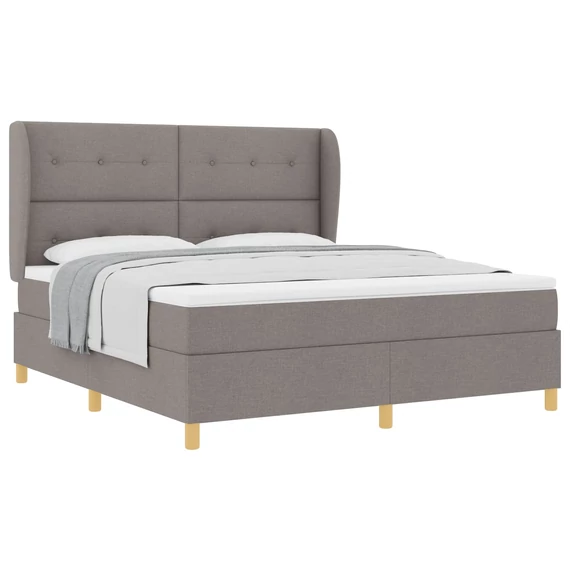 Boxspring ágy matraccal Tópszínű 180 x 200 cm szövet gombos tűzött