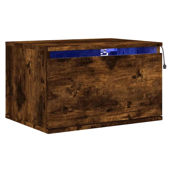 vidaXL füstös sonoma szí­nű fali éjjeliszekrény LED-világí­tással