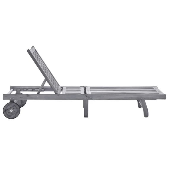 vidaXL szürke tömör akácfa kerti napozóágy párnával