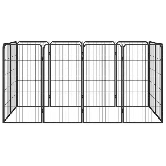12-paneles fekete porszórt acél kutyakennel 50 x 100 cm
