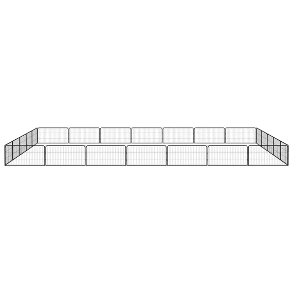 24 paneles fekete porszórt acél kutyakennel 100 x 50 cm