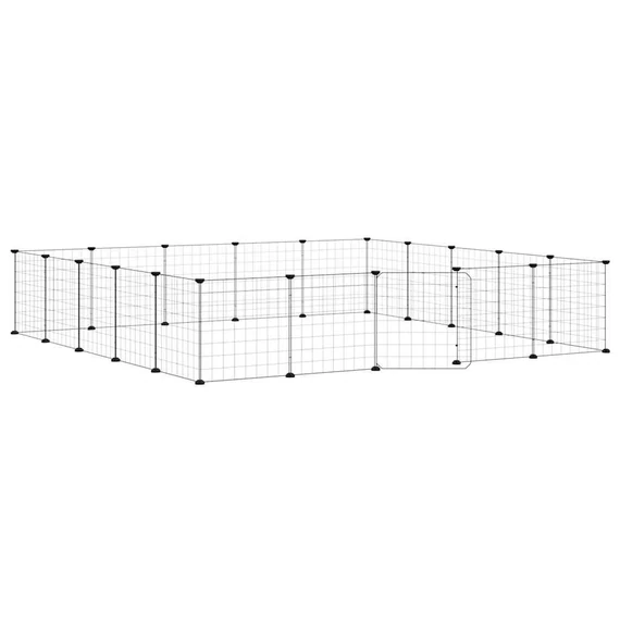 20 paneles fekete acél kisállatketrec ajtóval 35 x 35 cm