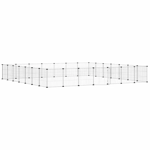 28 paneles fekete acél kisállatketrec ajtóval 35 x 35 cm