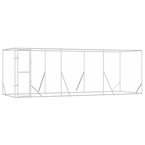 Ezüstszínű kültéri horganyzott acél kutyakennel 6x2x2 m