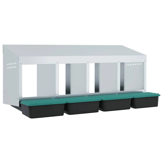 4 rekeszes, falra szerelhető, horganyzott acél csirkefészkelőláda