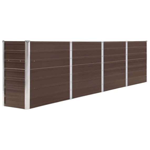 barna horganyzott acél kerti magaságyás 320 x 40 x 77 cm