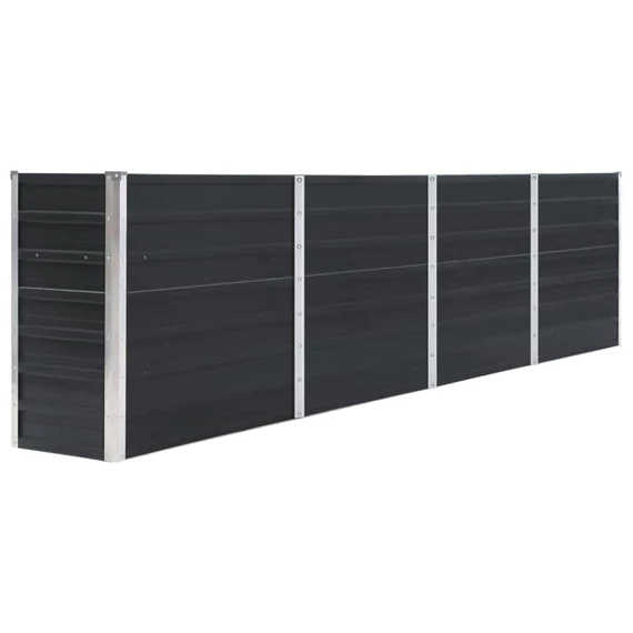 antracitszürke horganyzott acél kerti magaságyás 320x40x77 cm