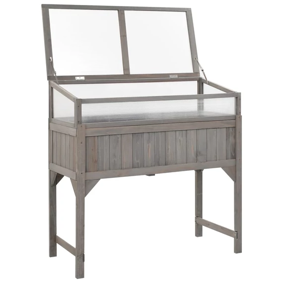 tömör fenyőfa magaságyás melegházzal 110 x 54 x 120 cm