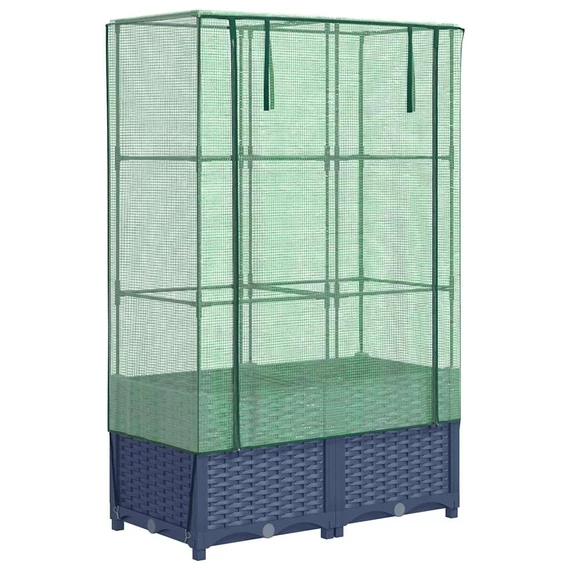 rattan megjelenésű magaságyás melegháztakaróval 80x40x138 cm