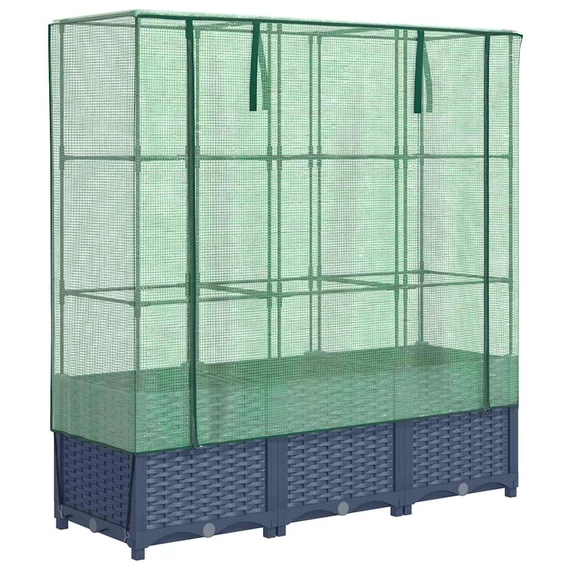 rattan megjelenésű magaságyás melegháztakaróval 120x40x138 cm
